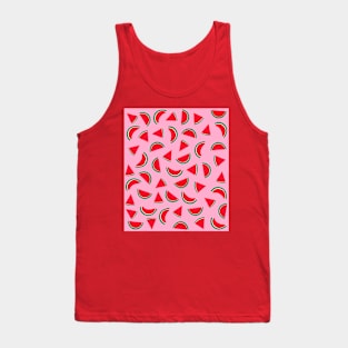 Watermelon, Red and Green, Pattern on Pink Tank Top